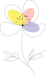 Minimalistic Floral Art with Colored Petals Illustration