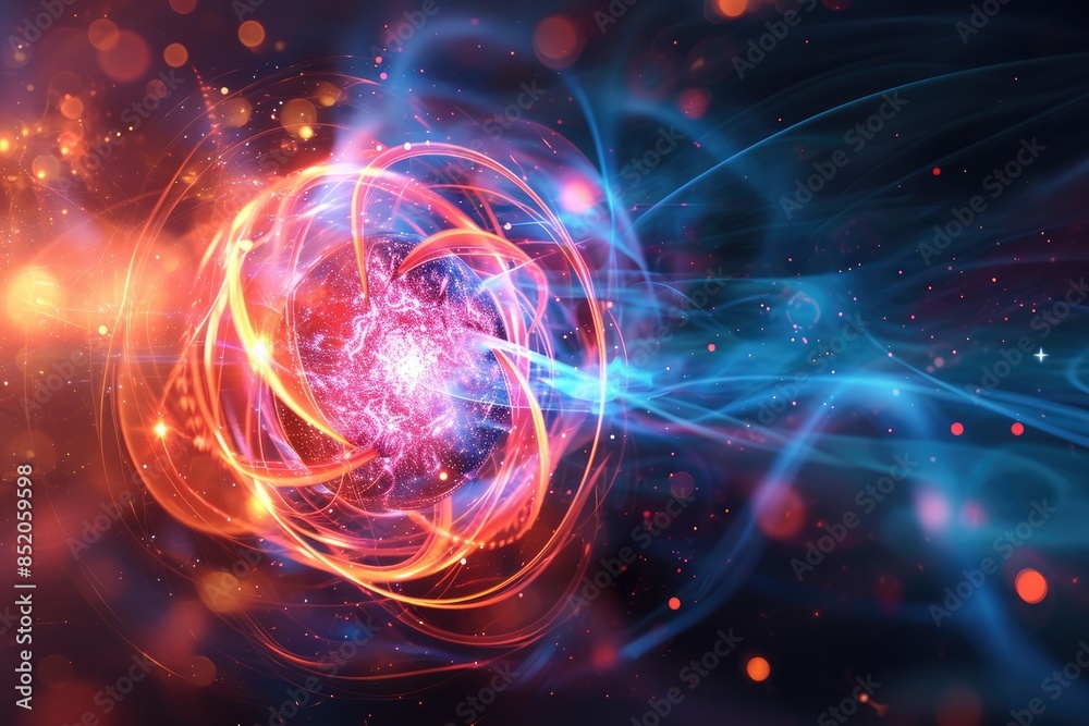 Leinwandbilder a computer screen with a colorful background, investigate particle-wave duality