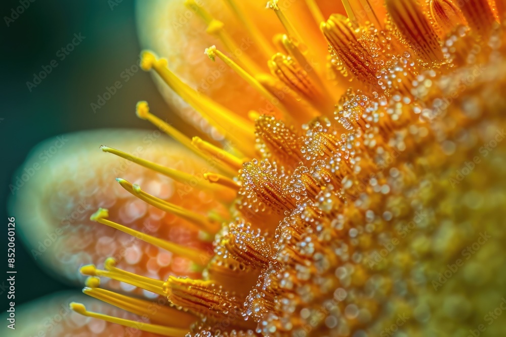 Aufkleber a close up of a flower with water droplets, macro details revealing intricate burst patterns