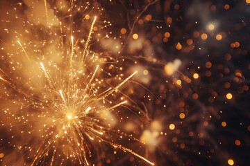 Fototapeta premium a fireworks is lit up in the night sky, Macro fireworks photography, revealing the intricate details of each burst and the patterns formed in the night sky