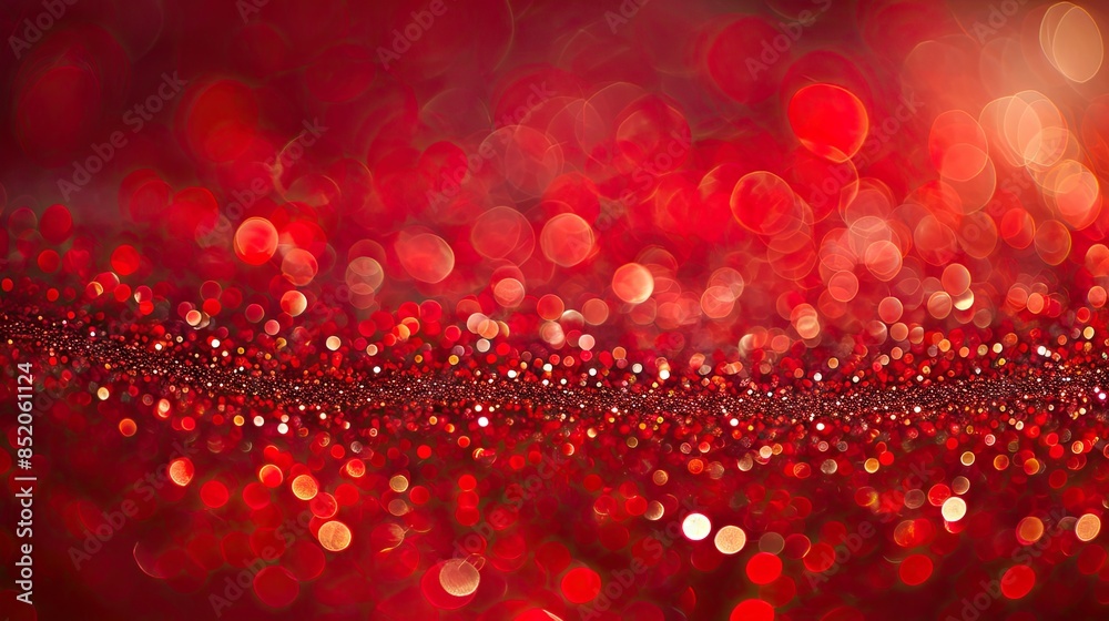 Poster red and black background with a blurry effect, red glitter background, beautiful glowing red glitter