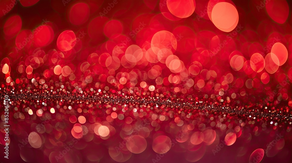 Poster red and black background with a blurry effect, red glitter background, beautiful glowing red glitter