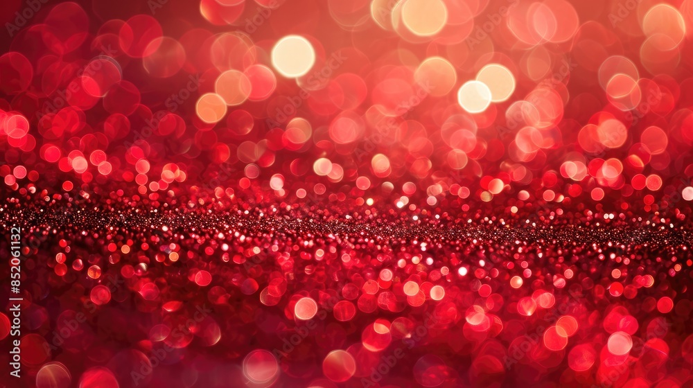 Poster red and black background with a blurry effect, red glitter background, beautiful glowing red glitter