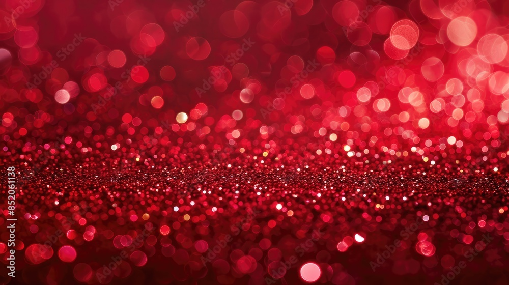 Poster red and black background with a blurry effect, red glitter background, beautiful glowing red glitter