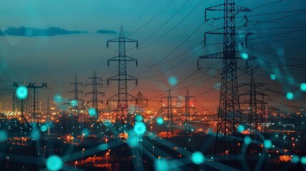Smart grids manage energy distribution efficiently and reduce waste. Integrated energy system concept. Generative AI