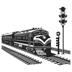 Continuous line vector illustration of a railway track. one line train.