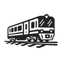 Black train vector icon on white background