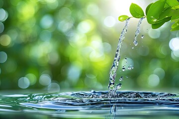 two hands holding water from a stream, Sustainable practices: Create visuals depicting eco-friendly water consumption habits