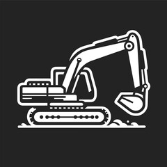 Excavator silhouette with transparent background, vector illustration suitable for laser cutting, cut, and craft projects