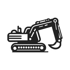 Excavator Silhouette Vector Logo Template. construction, vector illustration