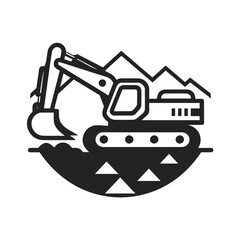 Excavator Silhouette icon on white background. flat icon vector illustration.