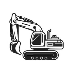 Big excavator flat icon on a white background. vector illustration.