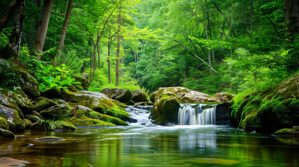 Obraz premium Nature wallpaper, forests and waterfalls