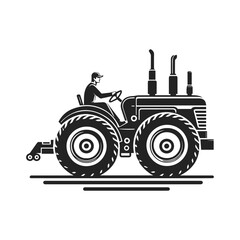 Farming tractor icon logo. Agriculture and farmer concept. Isolated vector illustration