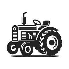 A tractor Vector black isolated on a white background, A farm Tractor Silhouette