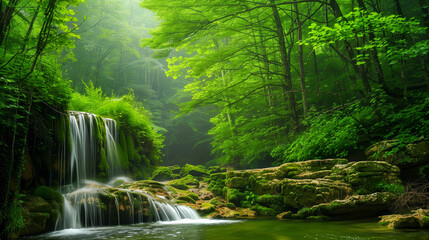 Obraz premium Nature wallpaper, forests and waterfalls