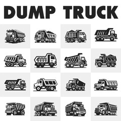 Dump Truck Bundle Vector. Set of Dump Truck silhouette © Stock Giant