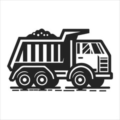 Minimalist Dump Truck Silhouette, Clean Vector Design