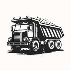 Efficient Dump Truck Silhouette. Contemporary Vector Design