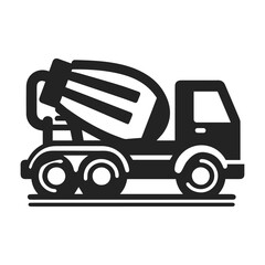Sleek Cement Mixer Outline, Monochrome Vector Illustration