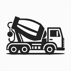 Understated Cement Mixer Outline. Polished Vector Style