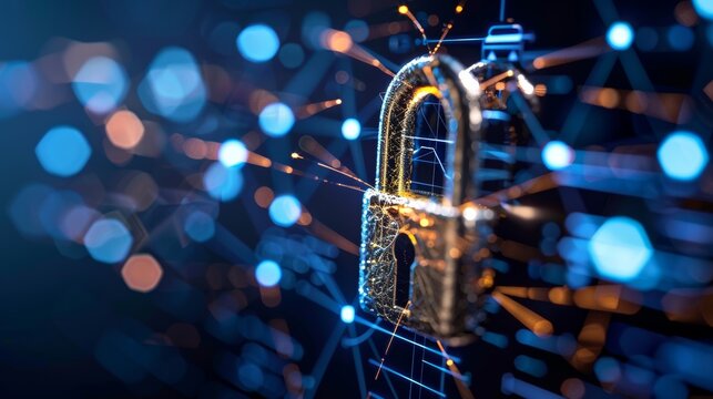 Secure lock icon  cybersecurity visualization for data protection and privacy adherence