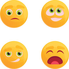 Face icons set cartoon vector. Smiley with expression of different emotion. Chat communication element