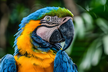 Tropical animal parrot closeup portrait