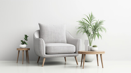 Fototapeta premium An isolated image of a cozy armchair and coffee table on a white background