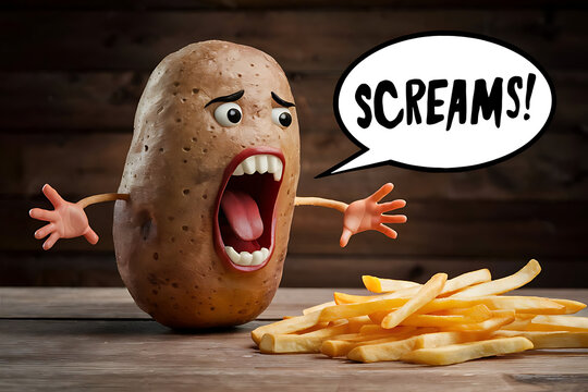 Naklejki potato screams at the fry