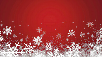 A Festive Winter Wonderland With White Snowflakes on a Red Background