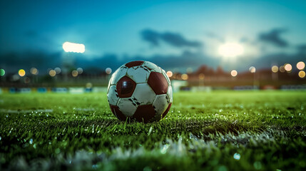 Football background ball on an empty soccer field