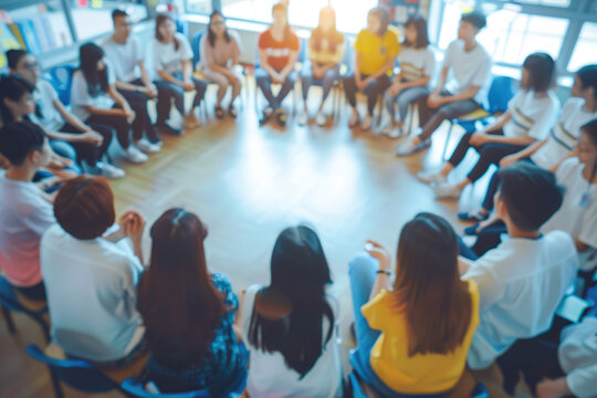A group of people sitting in a circle
