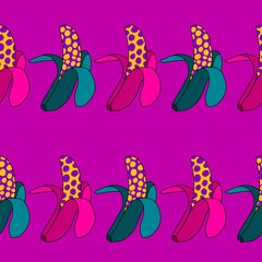 Abstract cartoon summer fruit seamless banana pattern for wrapping paper