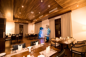 Twenty first birthday decoration in a hotel background
