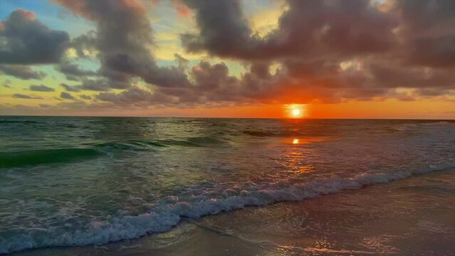 Golden Sunset Peaceful Beach Waves