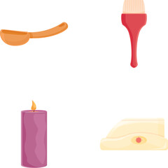 Spa care icons set cartoon vector. Beauty procedure in spa salon. Body care