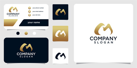 abstract, modern, simple letter m logo template with business card