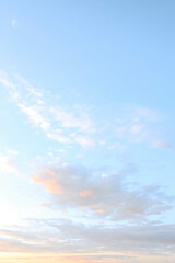 Sunset sky in the morning with sunrise and soft pink clouds with yellow tones, happy,day, back ground