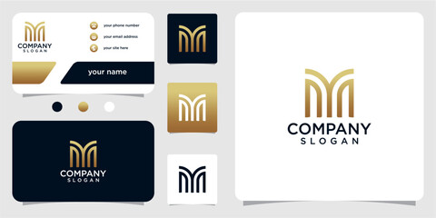 abstract, modern, simple letter m logo template with business card