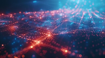 Obraz premium A colorful, abstract image of a cityscape with red, blue, and green lights