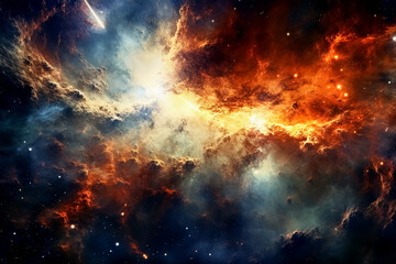 A colorful nebula with a blue and red swirl.