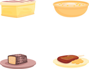 Australian meal icons set cartoon vector. Delicious australian dish. Traditional cuisine