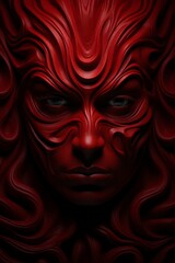 the face of a woman is made out of red swirls