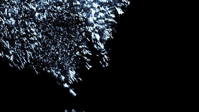 Freezing and Defrosting. Freezing screen from Borders to the Center. Alpha Mask. Beautiful Animation of  crystalline snowflake in the Freezing Window.