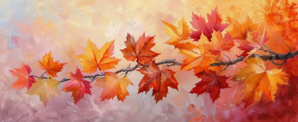 Autumn Leaves Painting With Orange And Red Hues