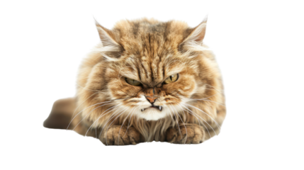 Angry cat on a transparent background