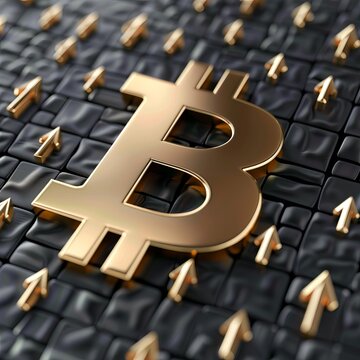 Cryptocurrency exchange bull market concept. Bitcoin bull and coin on balance weights against the background of mining matrix binary code. Generative AI