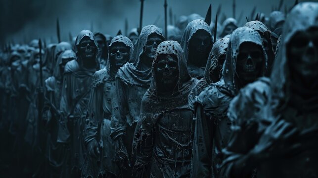 Army zombie undead scary Apocalypse horror dark ghost soldiers Background wallpaper AI generated image