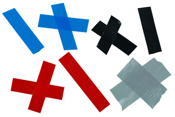 Obraz premium Fragments of cohesive tape in various colors isolated